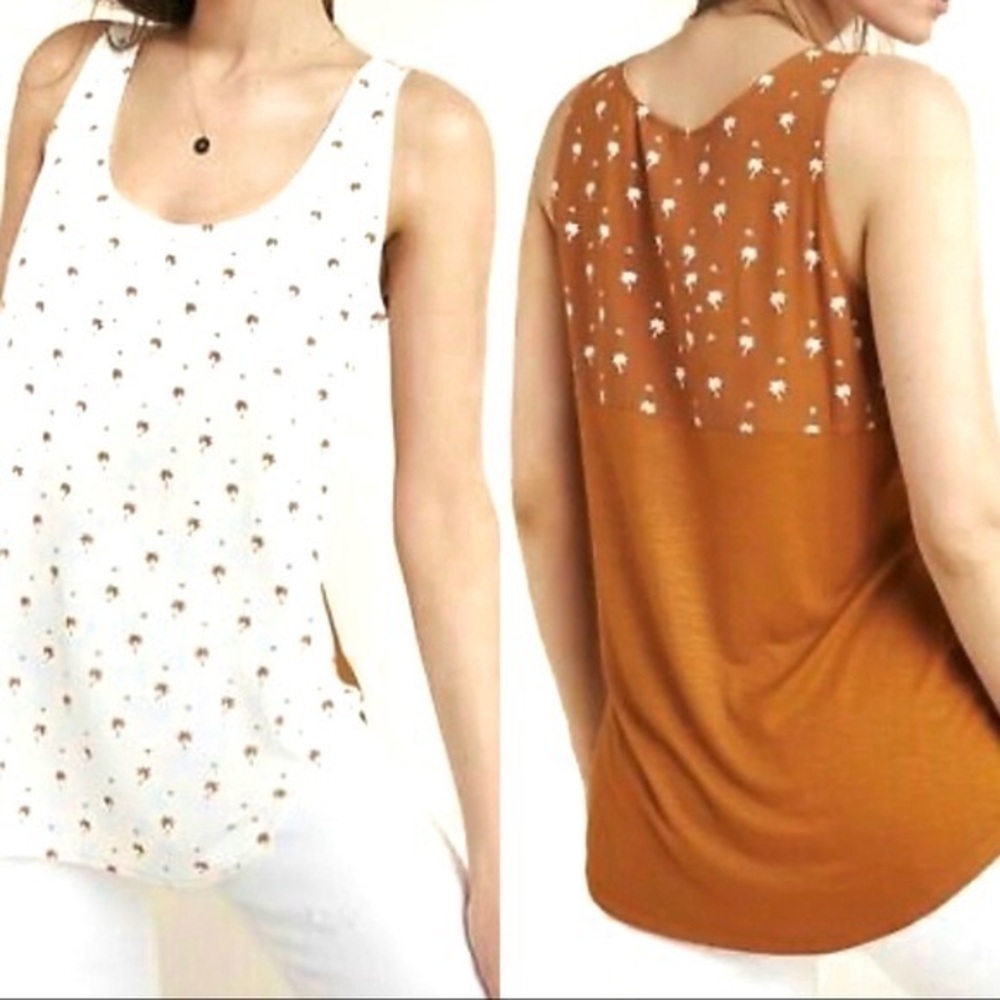 Anthropologie Dolan Mixed Media Palm Tree Tank Size XS